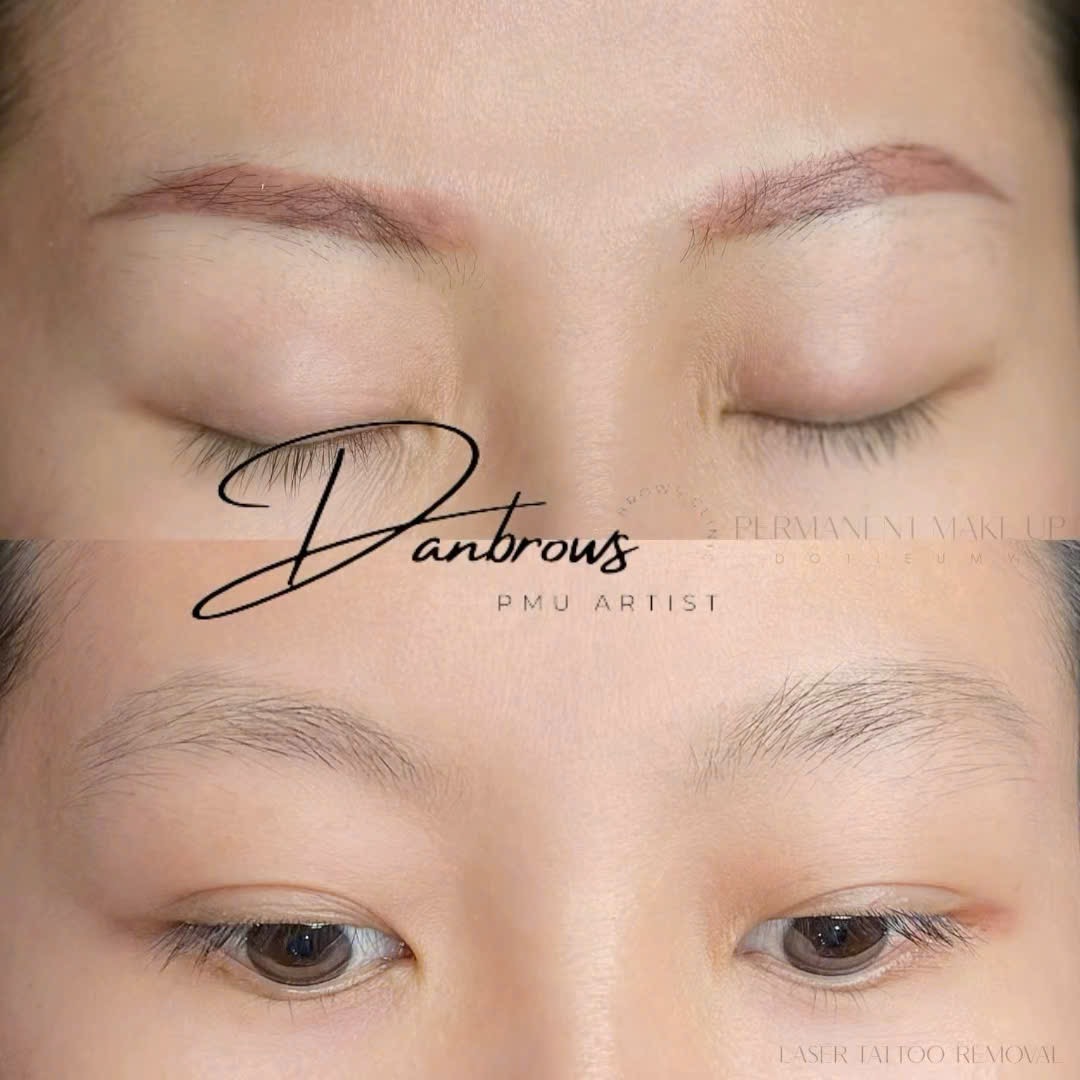 Red pigment brow before/after neutralization